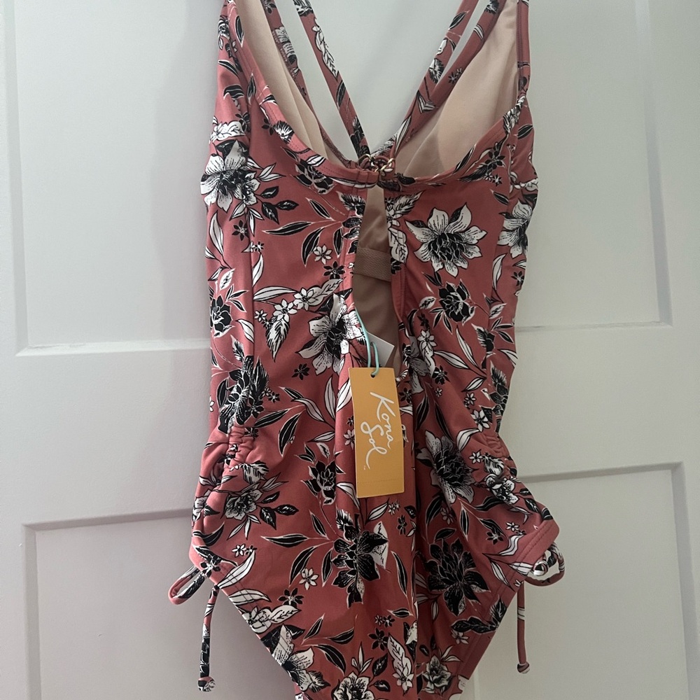 Kona Sol Pink Floral One Piece Swimsuit